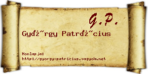 György Patrícius névjegykártya